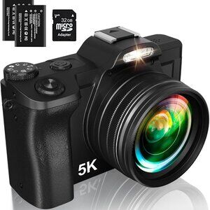 5K Digital Camera for Photography, WiFi Auto Focus Vlogging Video Camera